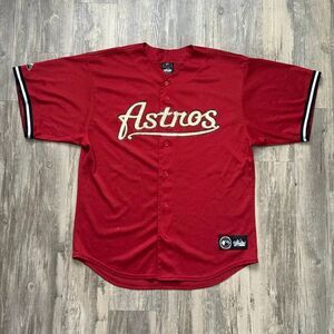 Vintage 90s Houston Astros Brick Red Mesh Majestic Jersey Sz L Hidalgo #15 RARE